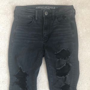 American Eagle black, ripped jeans.
